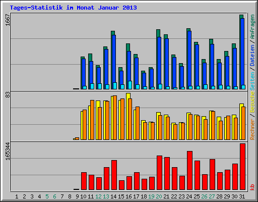 Tages-Statistik im Monat Januar 2013